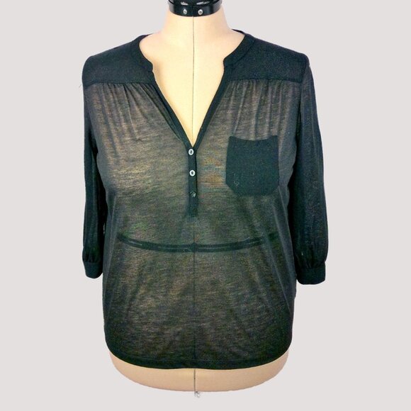 H&M Vintage Sheer Black & White Long Sleeve Blouse - Picture 1 of 10